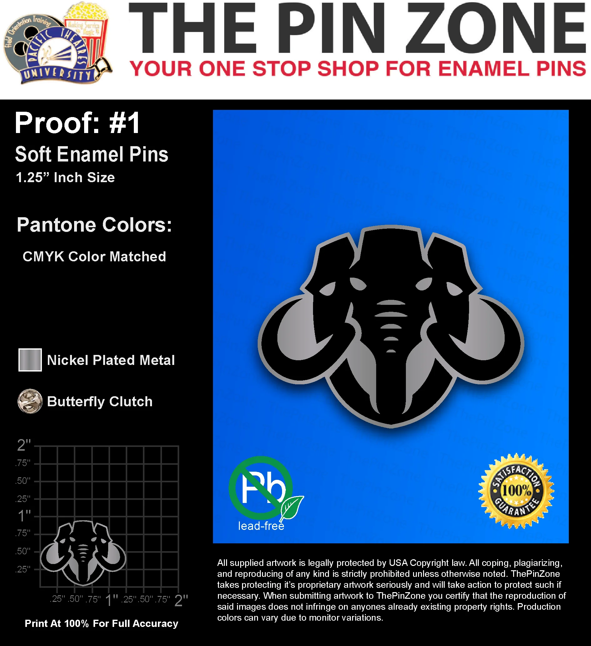 500 “KWINN M” LAPEL PINS: PROOF #1