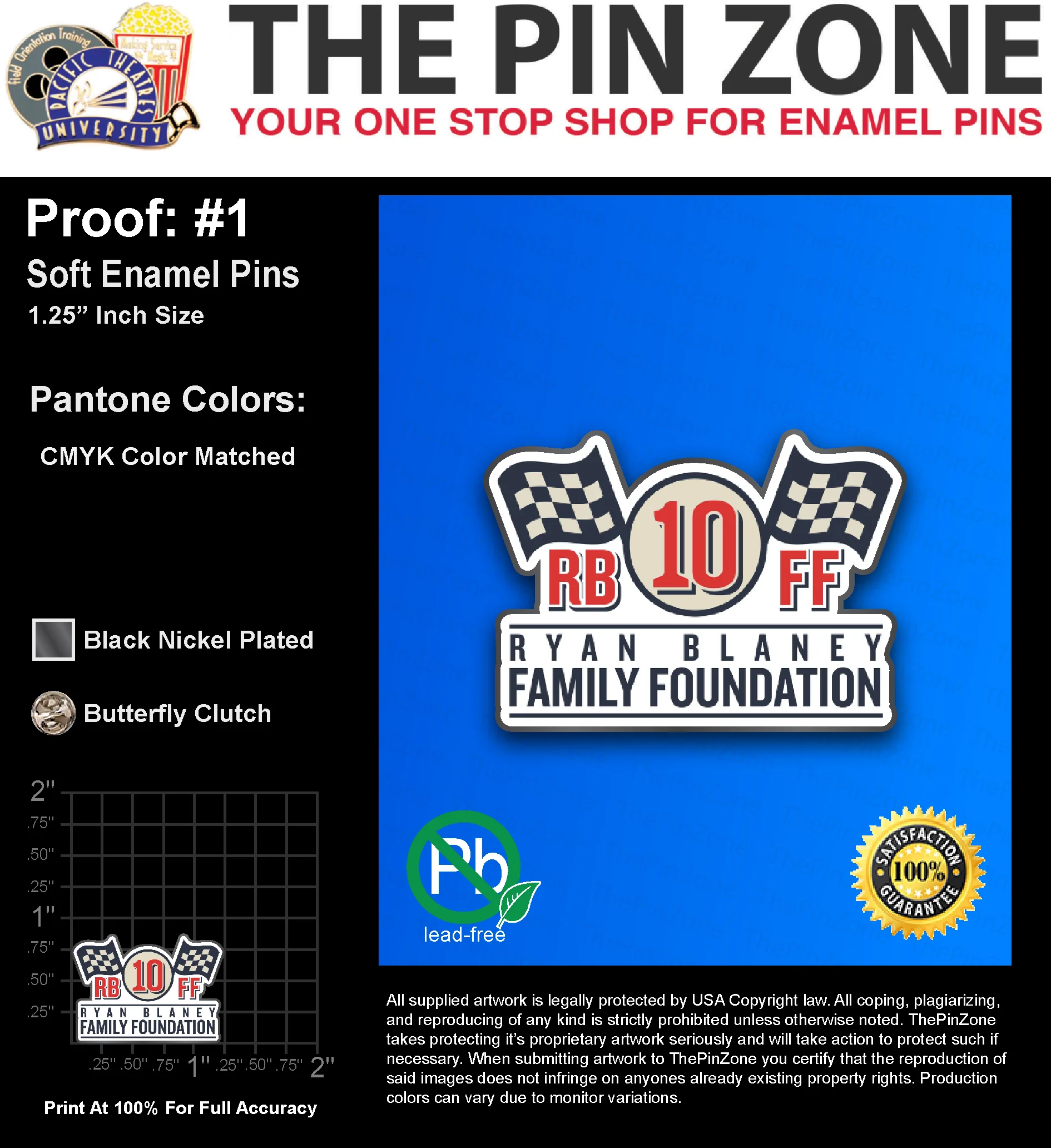 100 “PATTY F” LAPEL PINS: PROOF #1