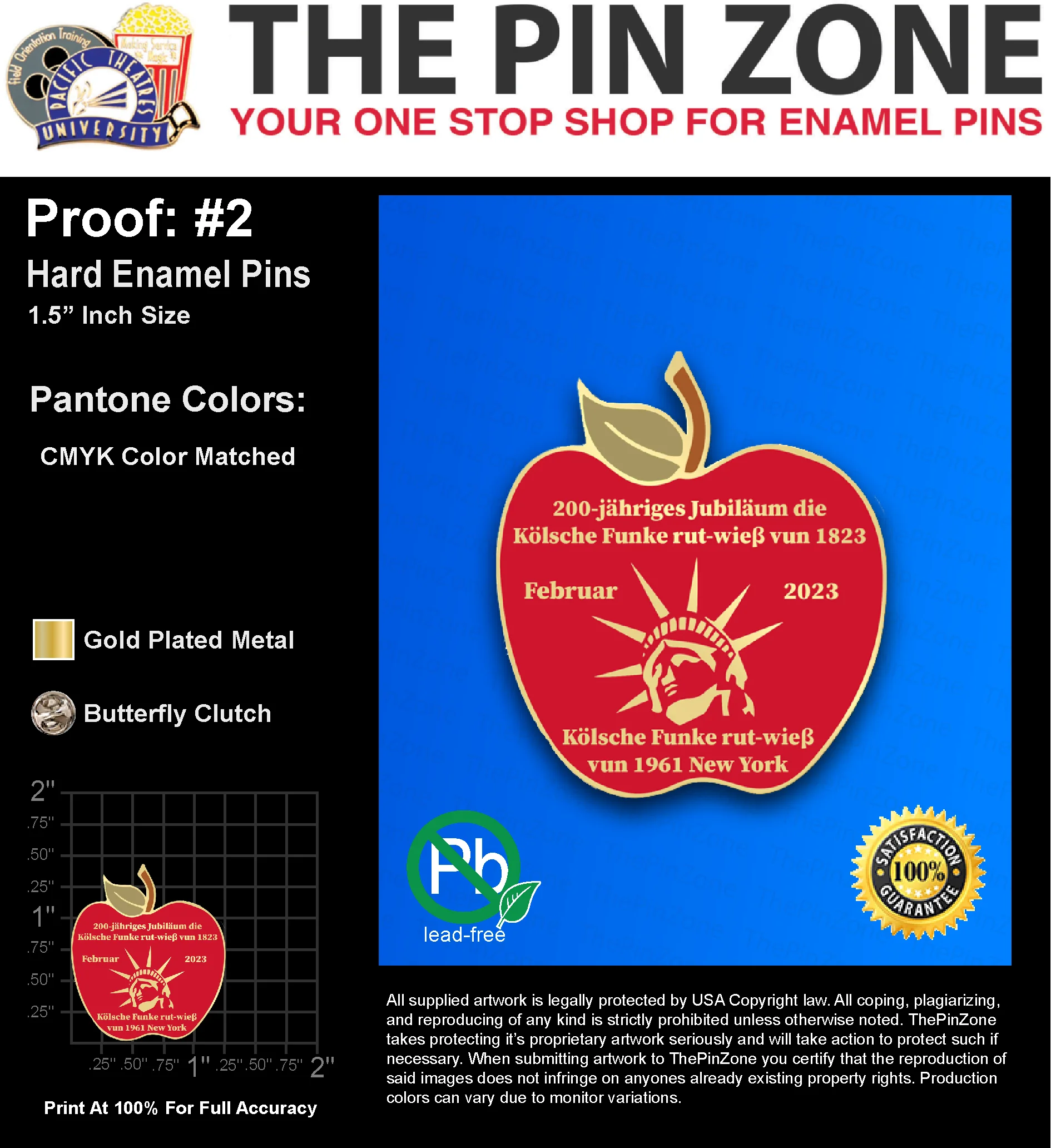 400 “PETER H” LAPEL PINS: PROOF #1