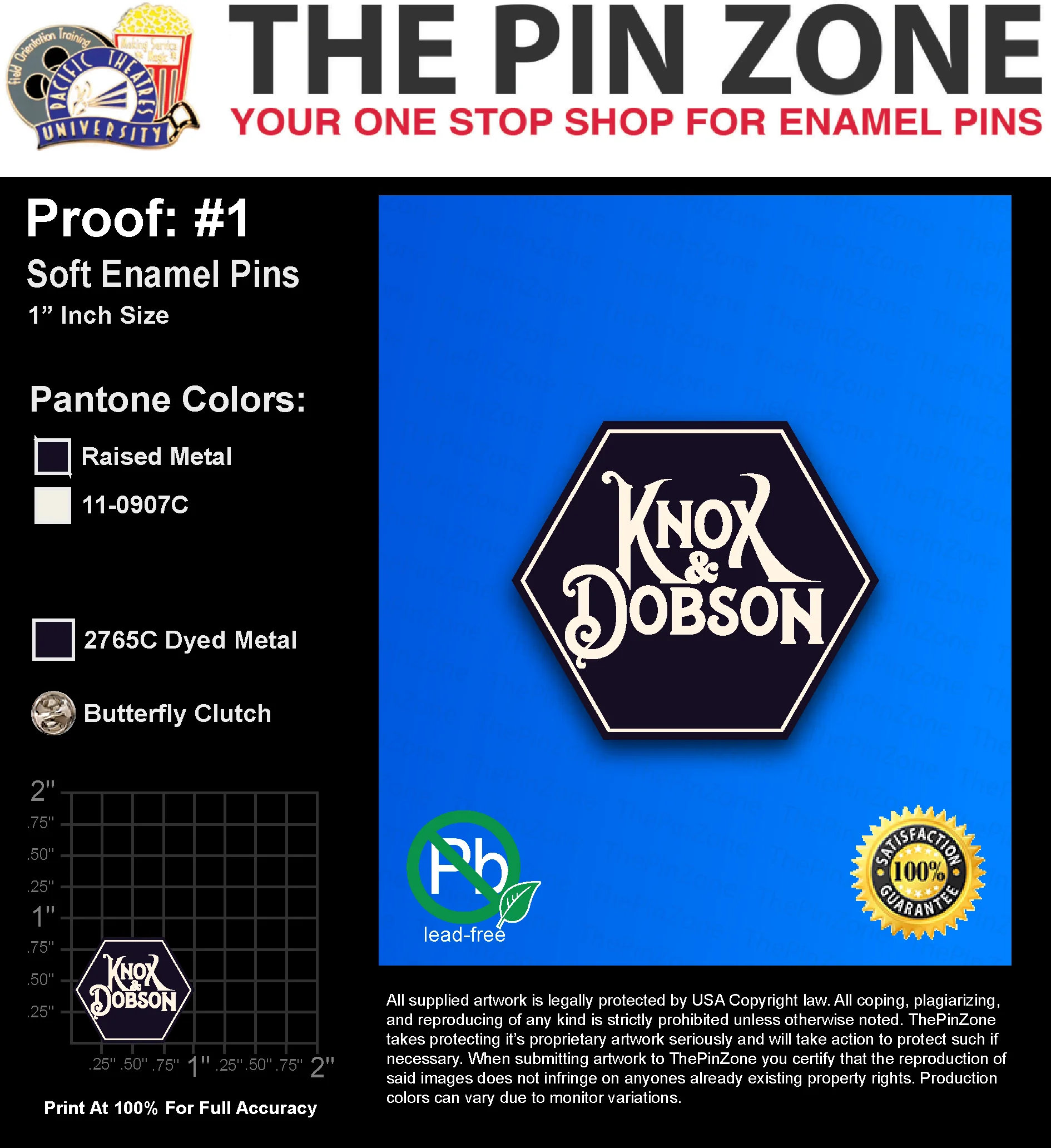350 “PETER J” LAPEL PINS: PROOF #1