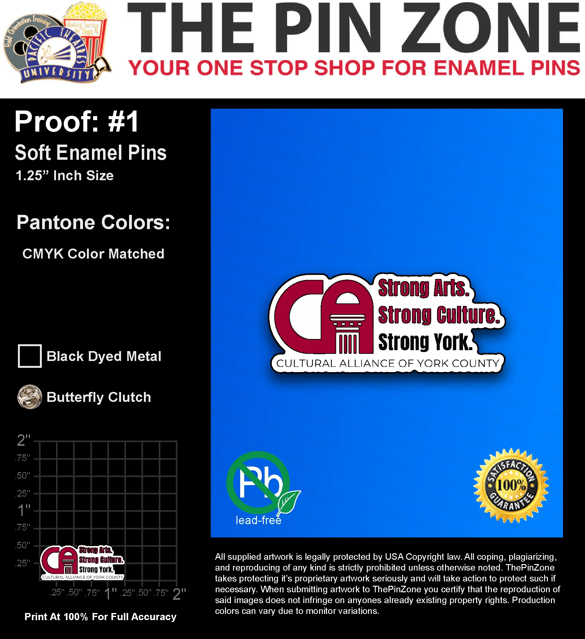 100 “RITA W” LAPEL PINS: PROOF #1