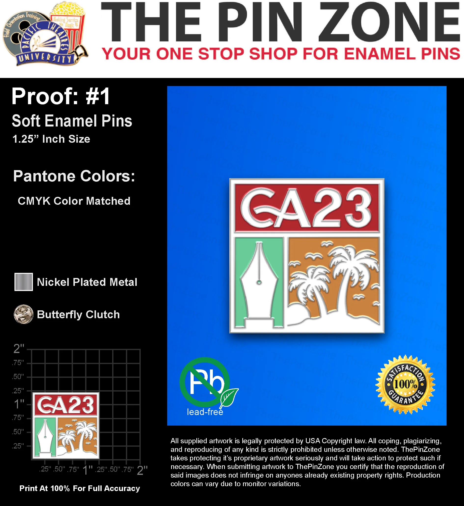 500 “SAMUEL P” LAPEL PINS: PROOF #1