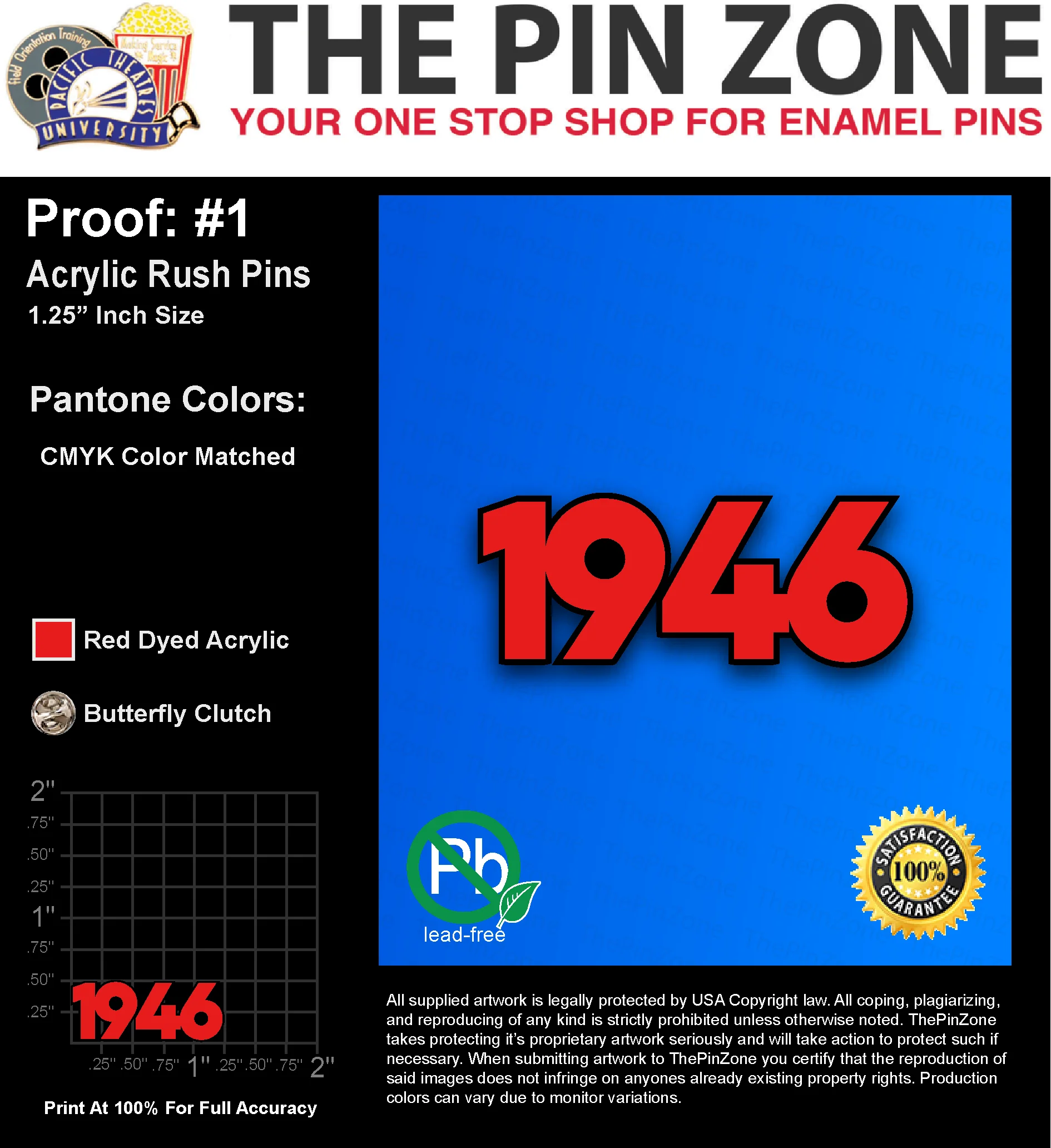 200 “SHARON M” LAPEL PINS: PROOF #1