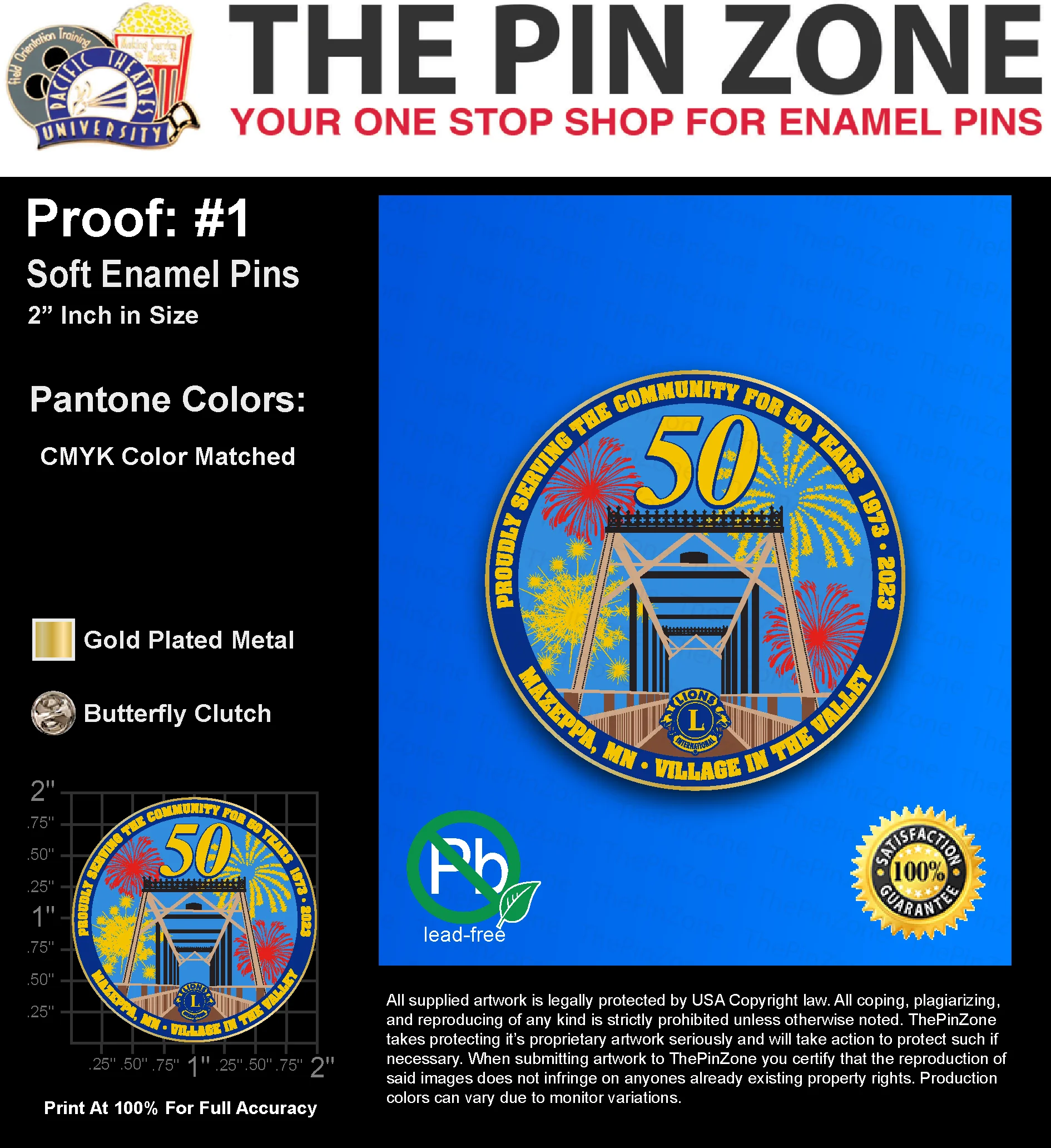 300 “TROY L” LAPEL PINS: PROOF #1