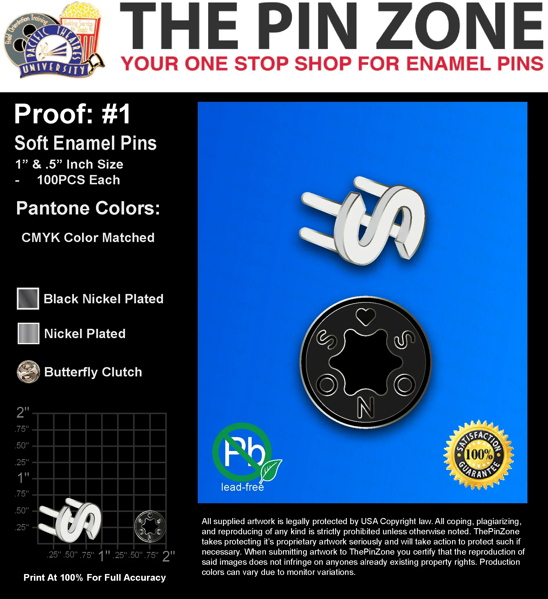 200 “VINCE W” LAPEL PINS: PROOF #1