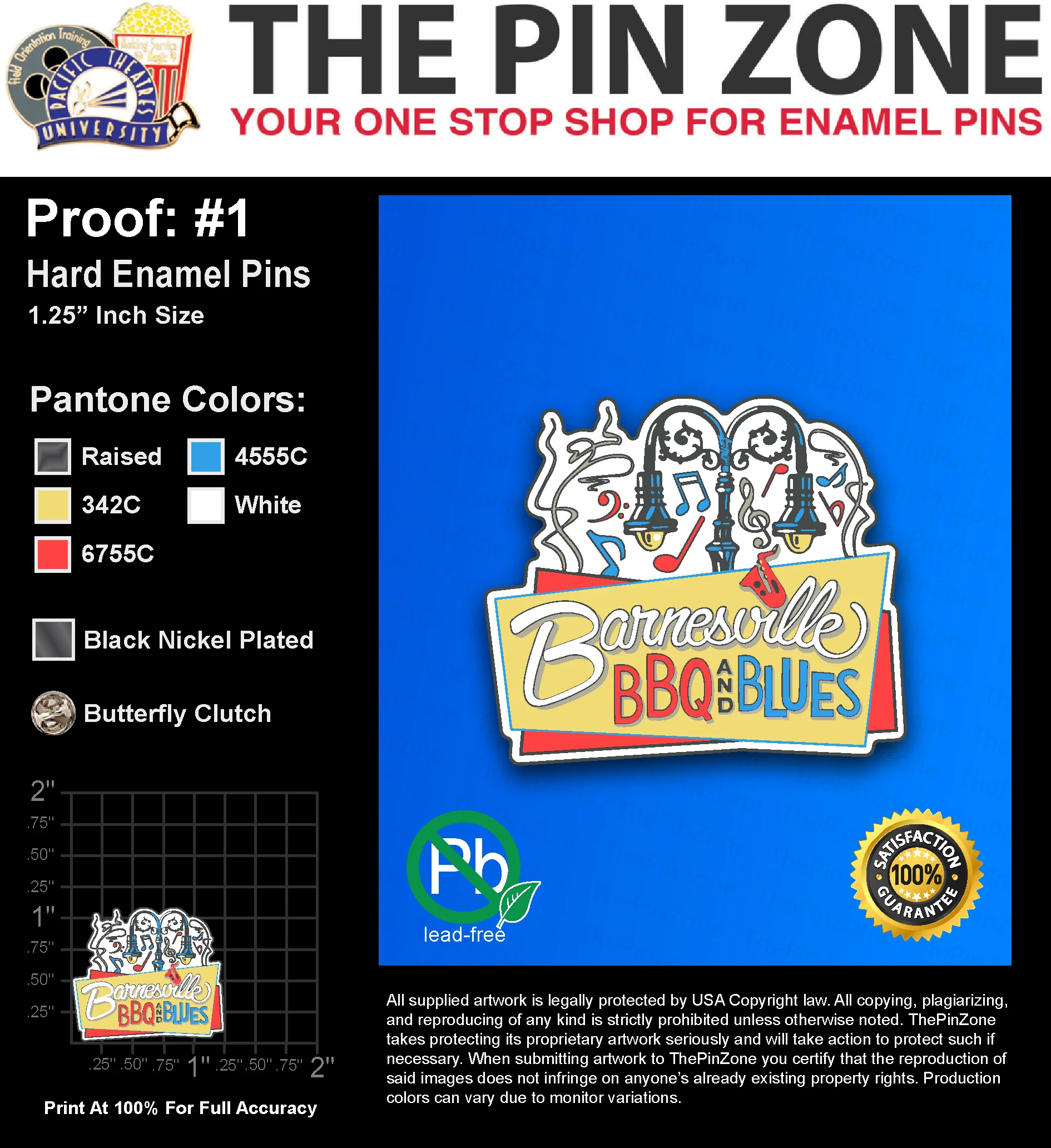 150 “BIANCA P” LAPEL PINS: PROOF #1