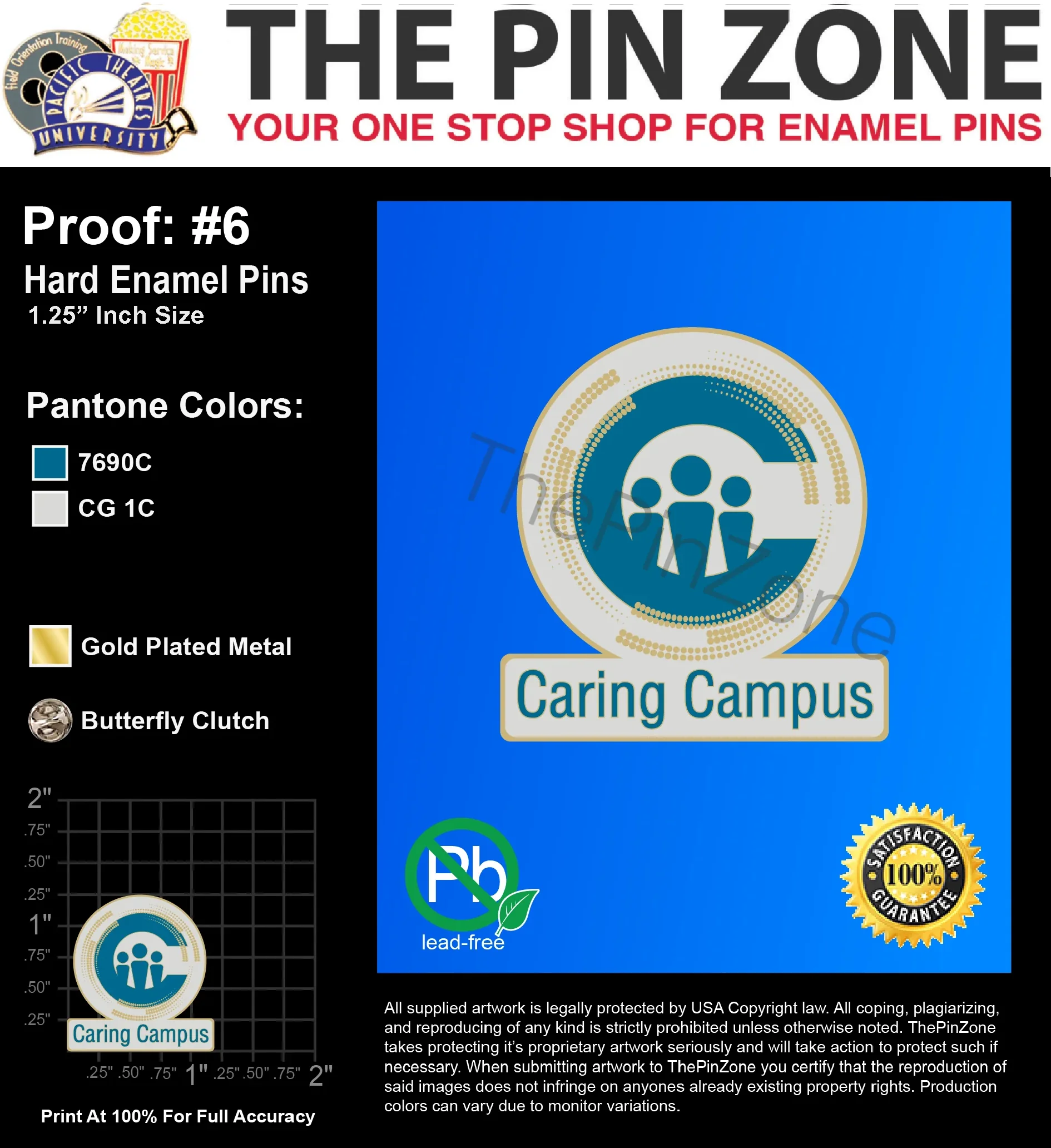 1000 “CARING CAMPUS” LAPEL PINS: PROOF #6