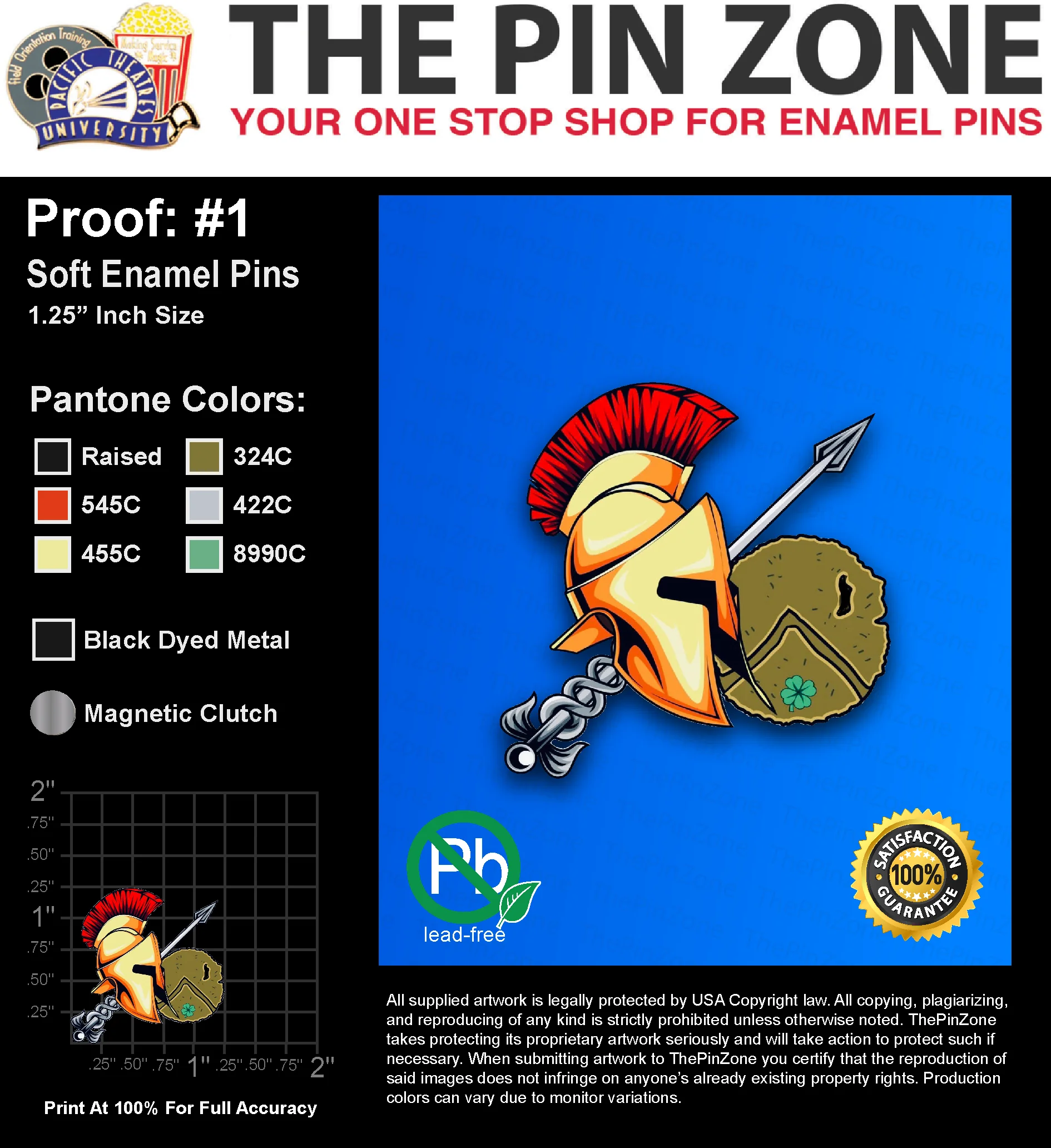 25 “DOMINIC B” LAPEL PINS: PROOF #1