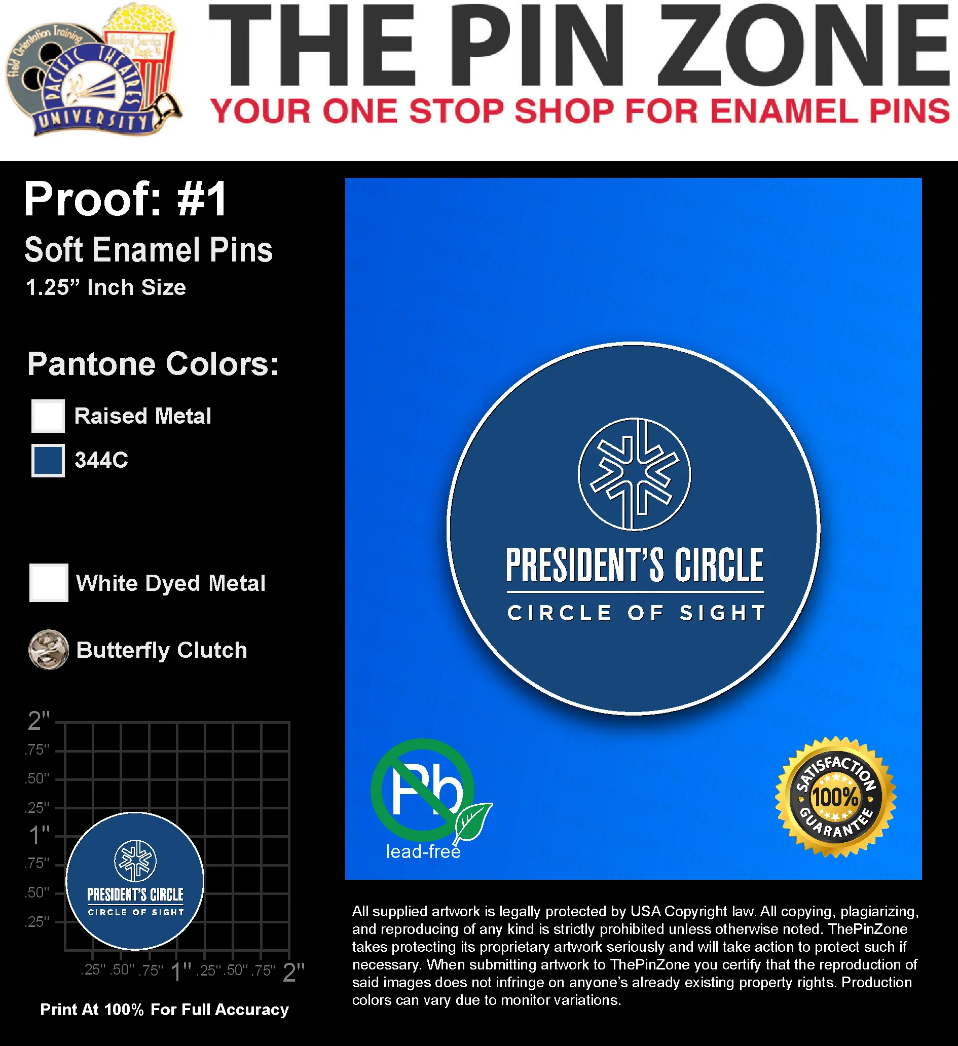 200 “EMILY S” LAPEL PINS: PROOF #1