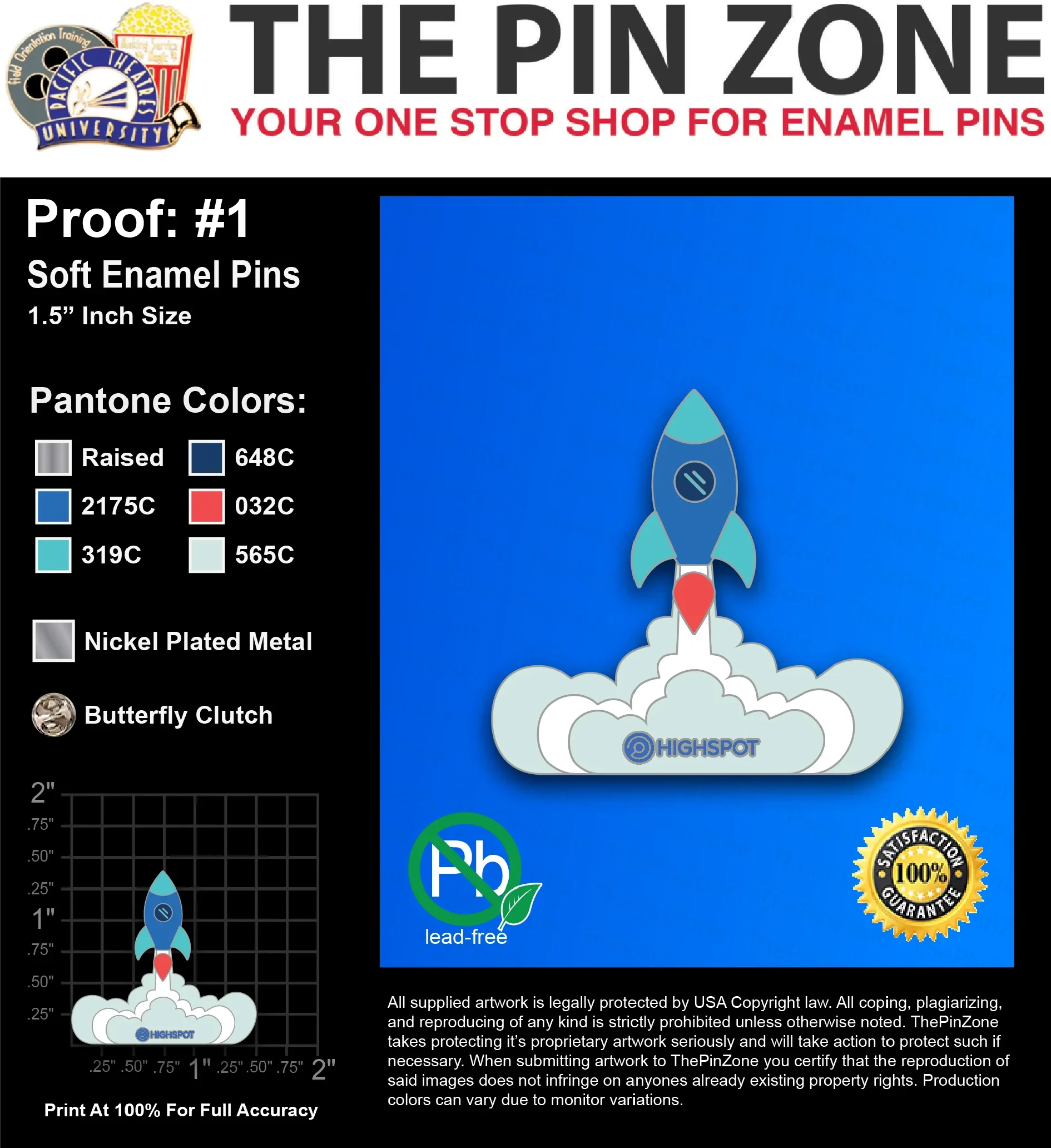 184 “HIGHSPOT” LAPEL PINS: PROOF #1