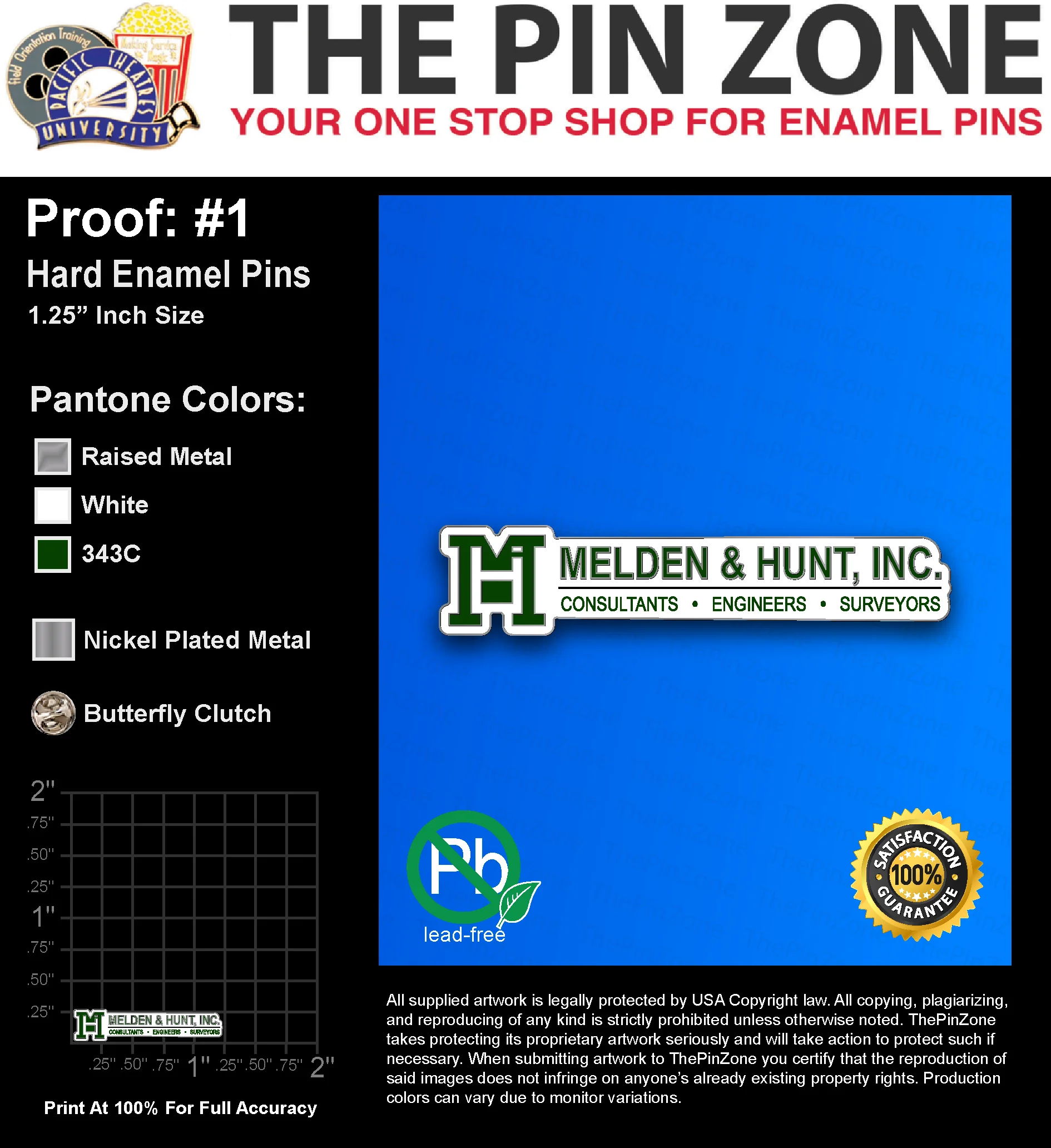 25 “JACOBO H” LAPEL PINS: PROOF #1