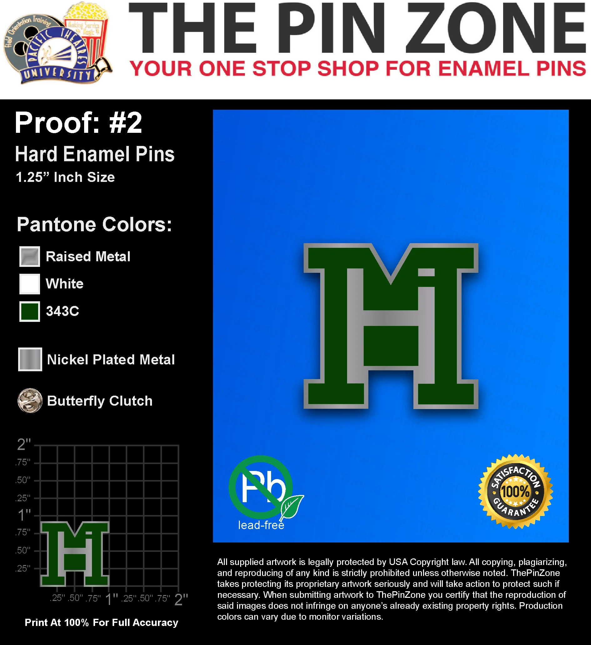 25 “JACOBO H” LAPEL PINS: PROOF #2