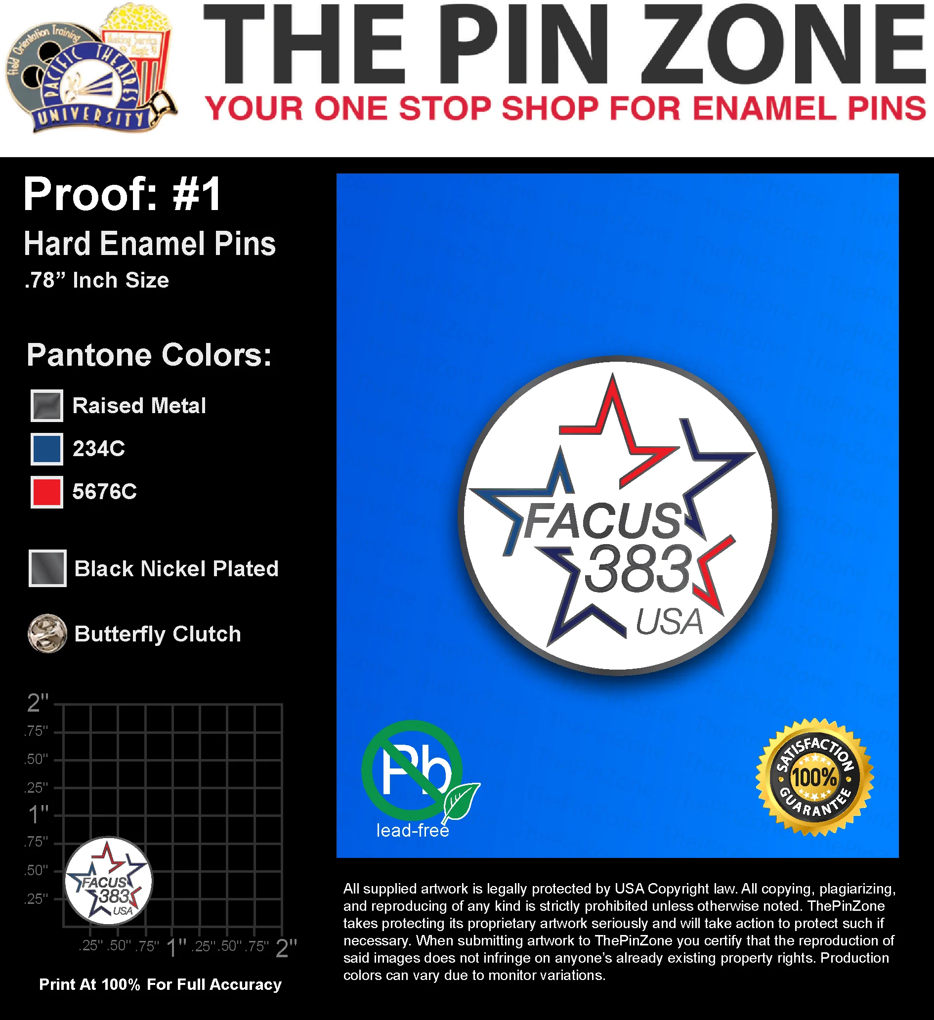 100 “JENNIFER H” LAPEL PINS: PROOF #1