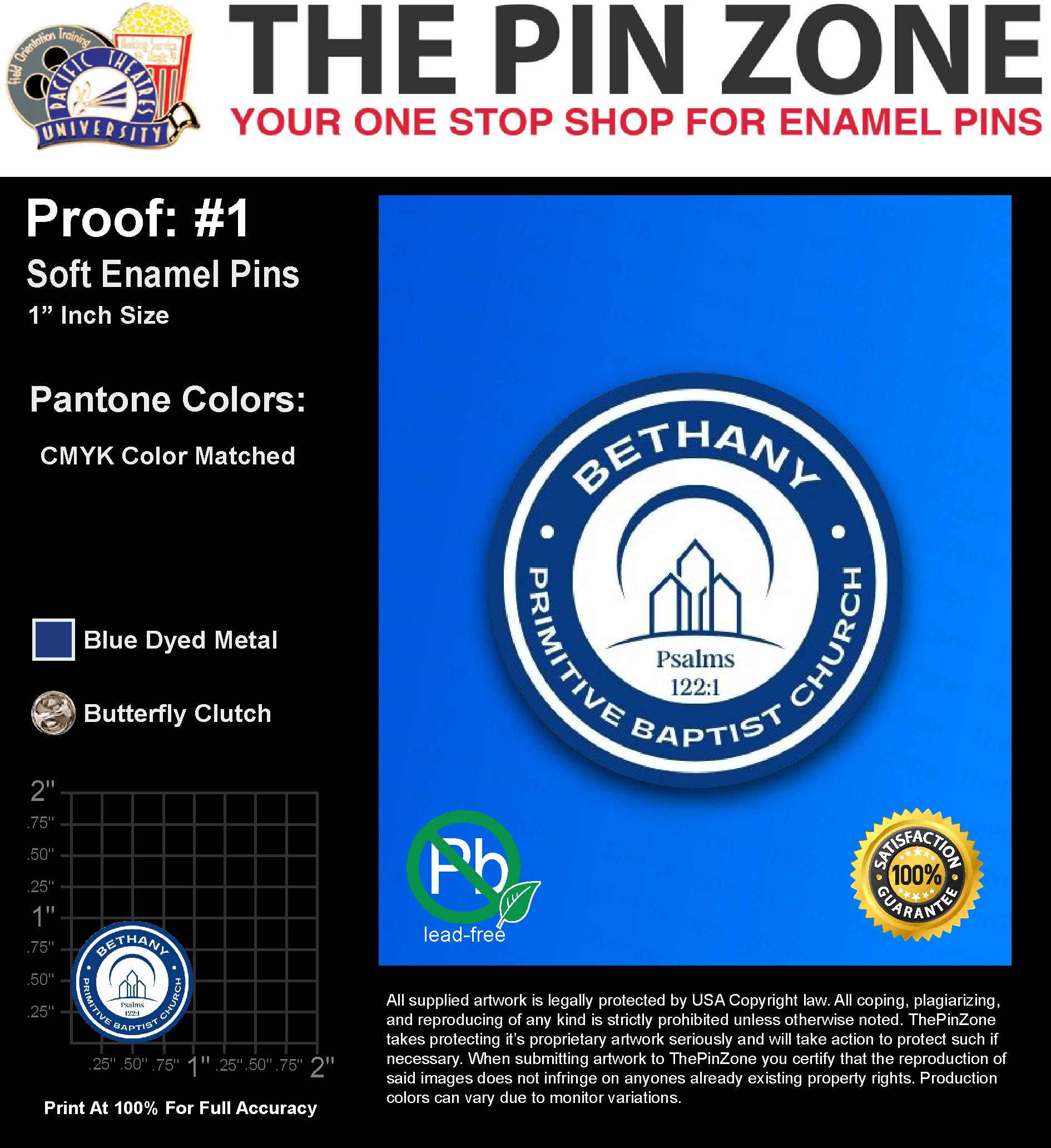 100 “LARRY A” LAPEL PINS: PROOF #1