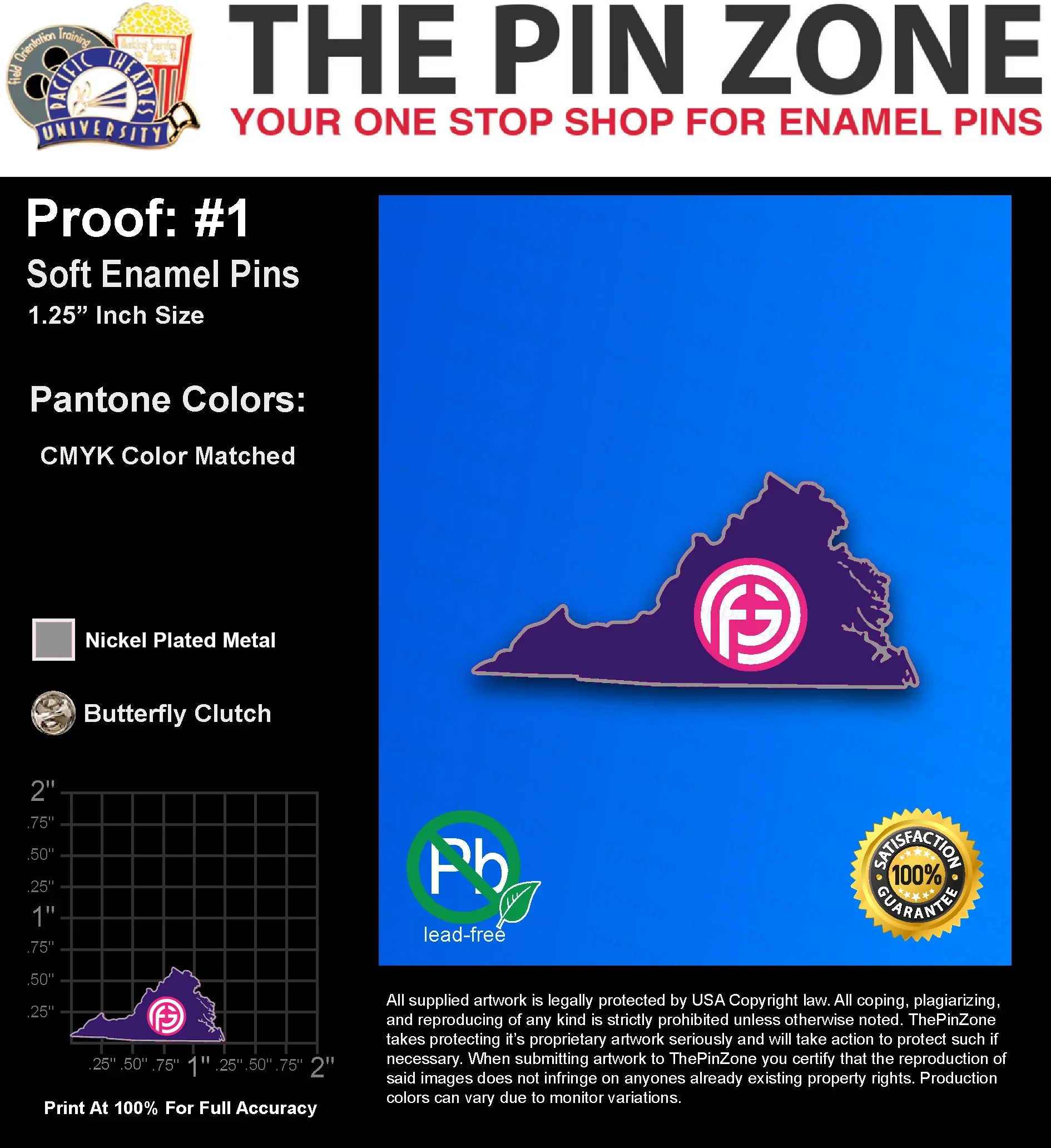 100 “LORENA G” LAPEL PINS: PROOF #1