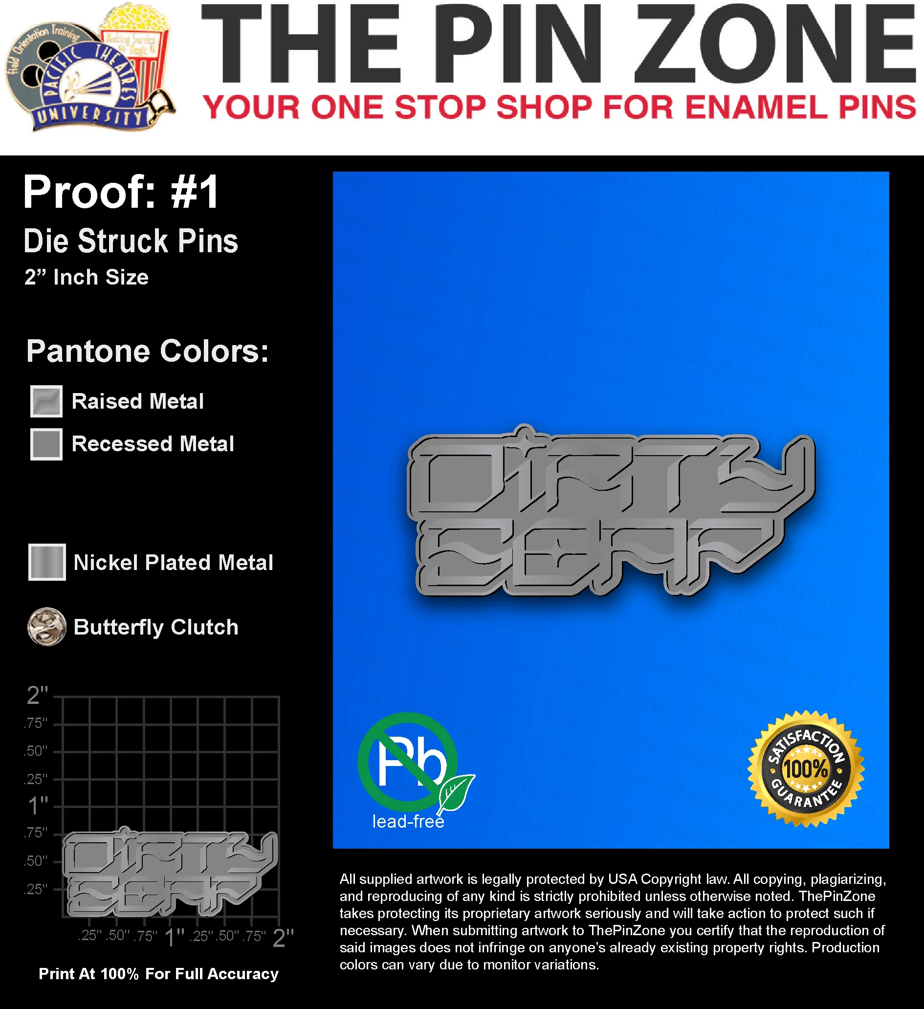 100 “MATT D” LAPEL PINS: PROOF #1