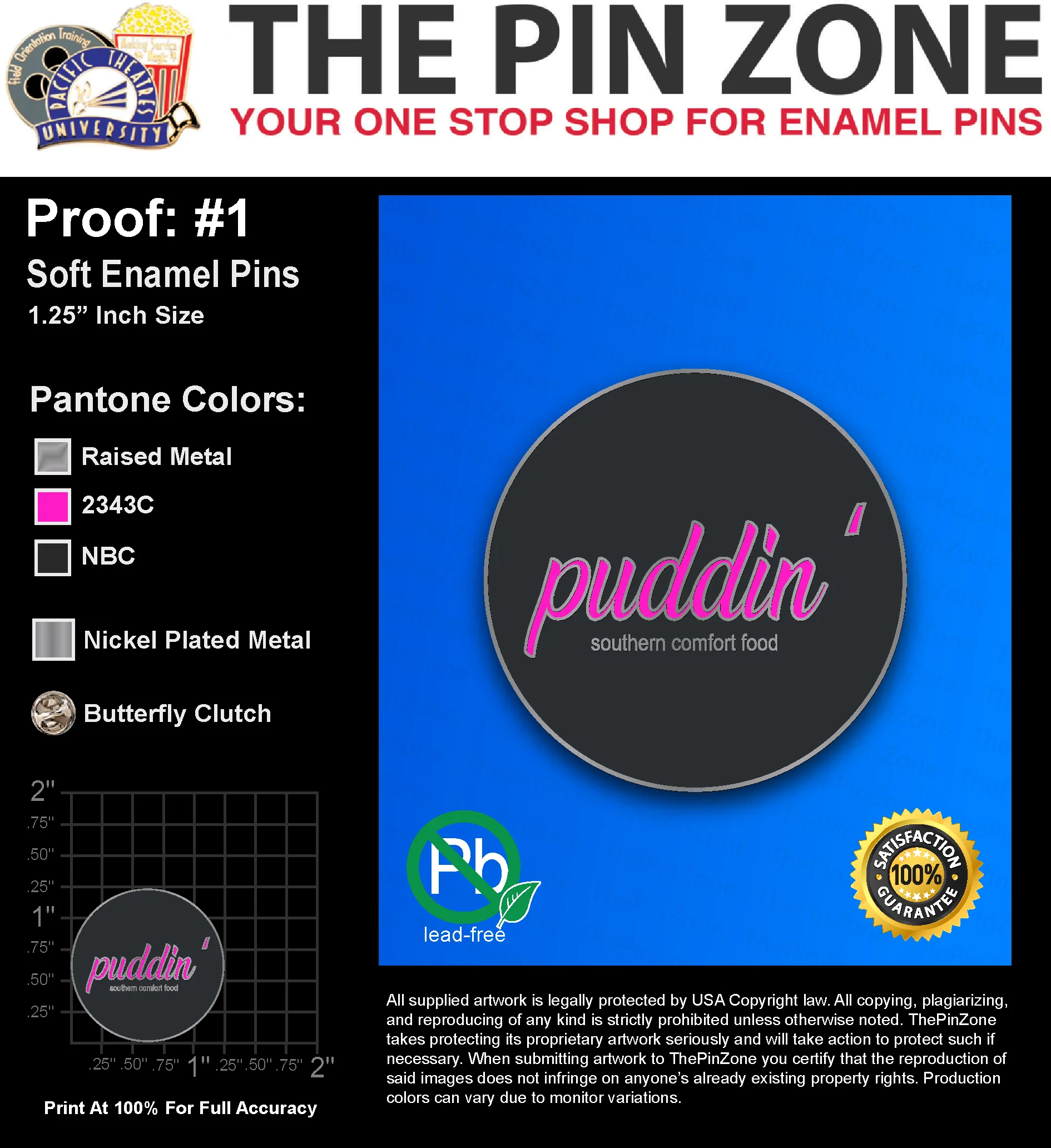 25 “REGINALD C” LAPEL PINS: PROOF #1