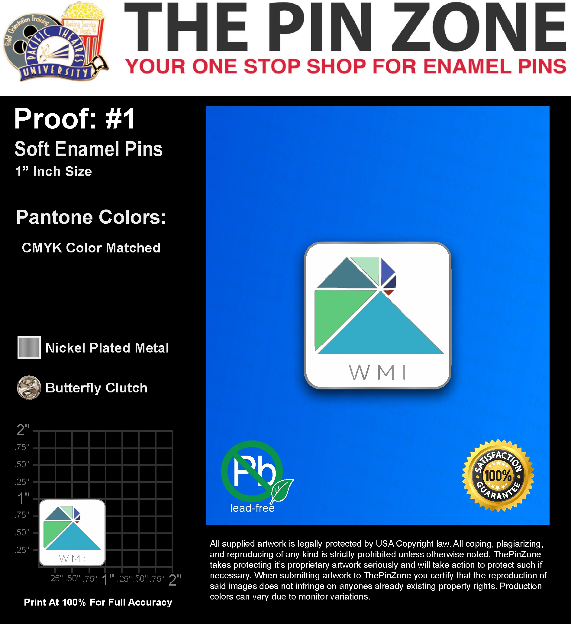 100 “SAMANTHA V” LAPEL PINS: PROOF #1