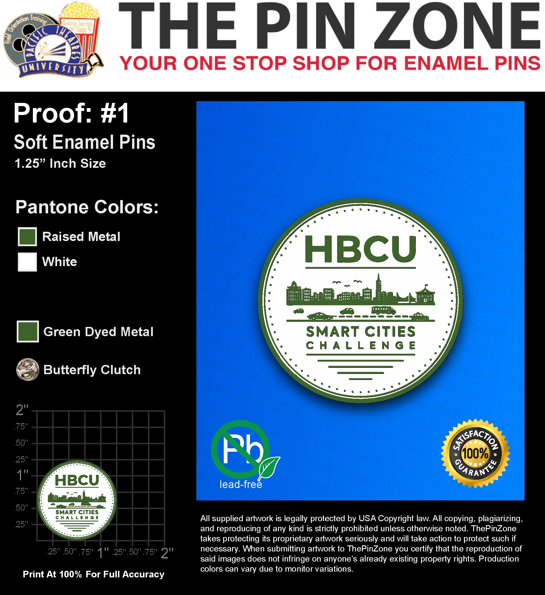 50 “SIMON A” LAPEL PINS: PROOF #1