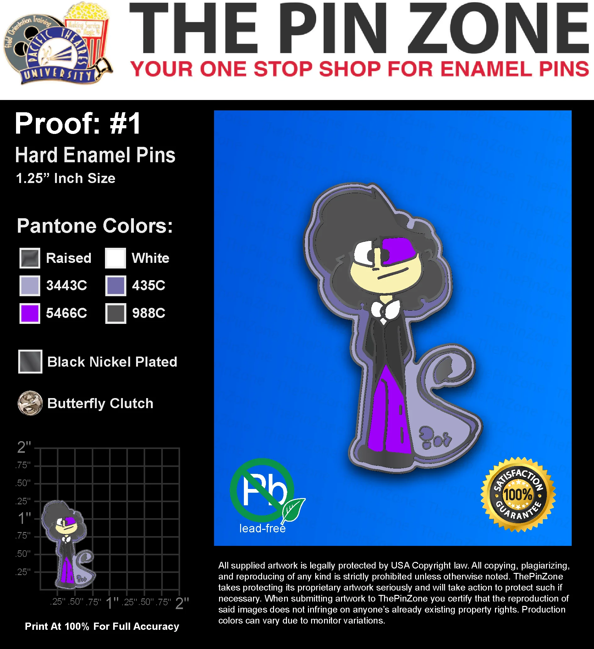 200 “TIM M” LAPEL PINS: PROOF #1