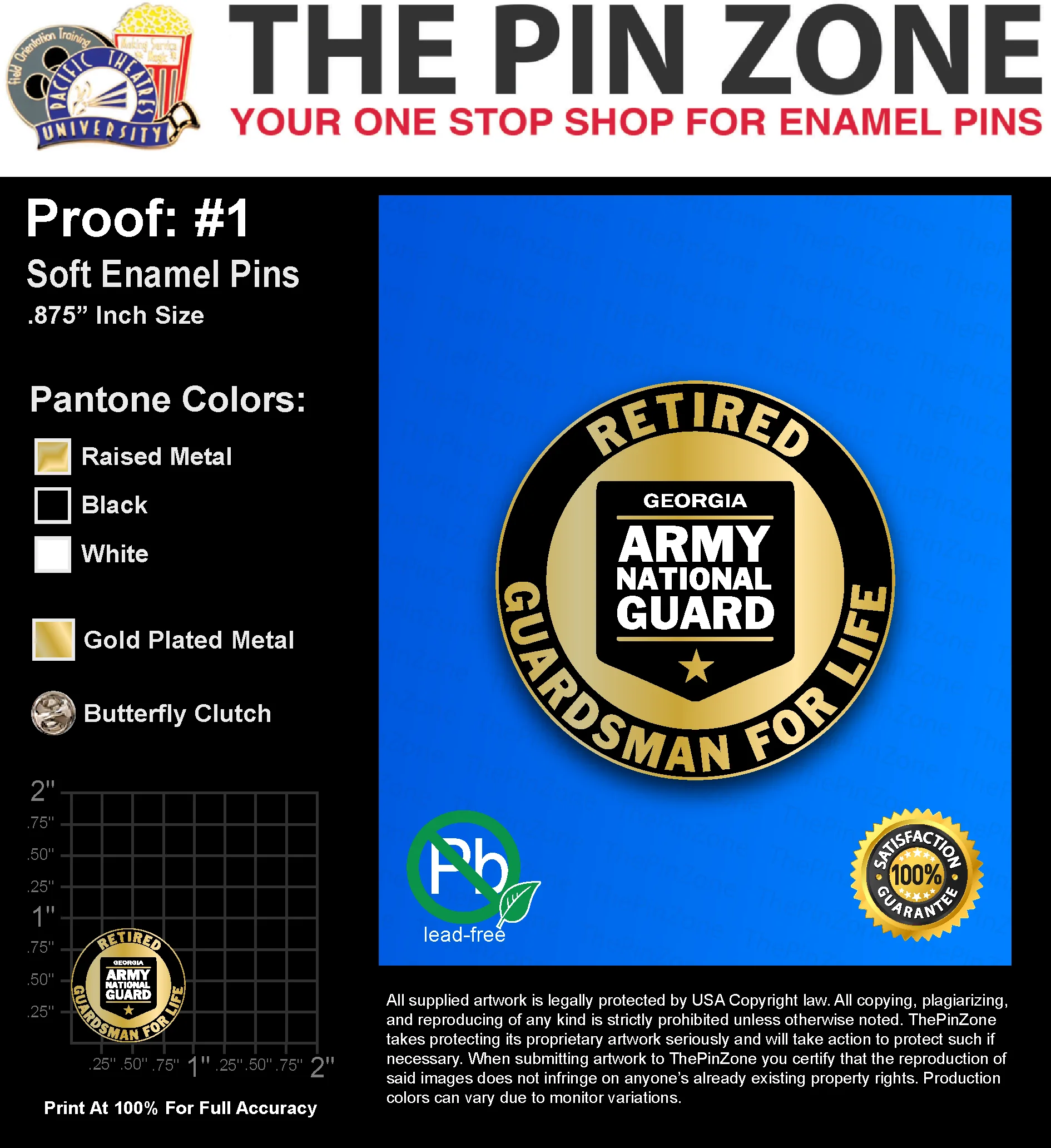 500 “AMBER H” LAPEL PINS: PROOF #1