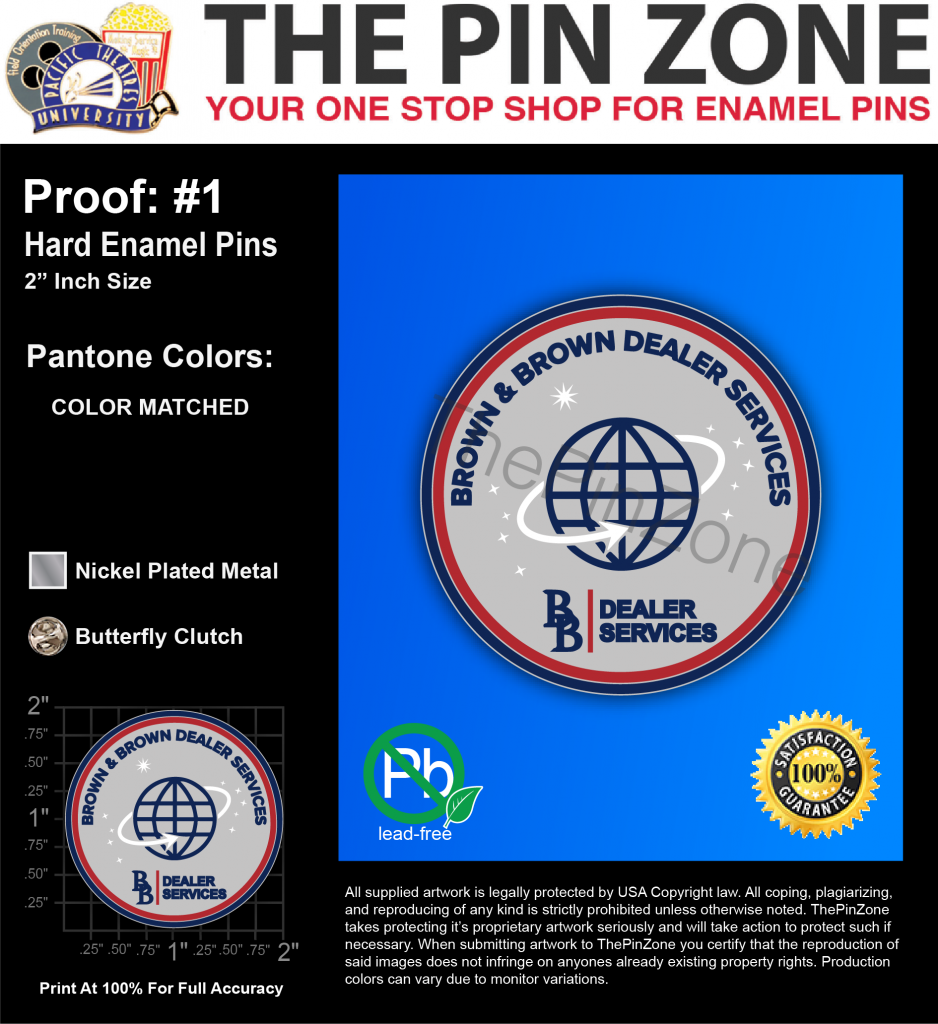75 “BB DEALER SERVICES” LAPEL PINS PROOF 1 Custom Enamel Lapel Pins USA